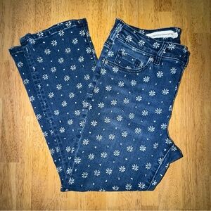 Anthropologie Pilcro Blue Floral Women's high rise cropped bootcut size 29 Jeans